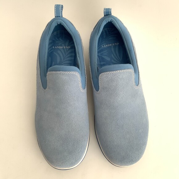 Lands’ End Suede Slip-on Loafers Blue White 9D main image 8